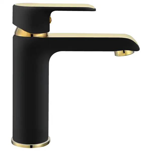 Смеситель для раковины (умывальника) REA  BLOOM BLACK GOLD низкий (REA-B9933)