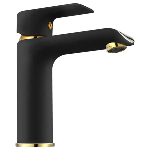 Смеситель для раковины (умывальника) REA  BLOOM BLACK GOLD низкий (REA-B9933)
