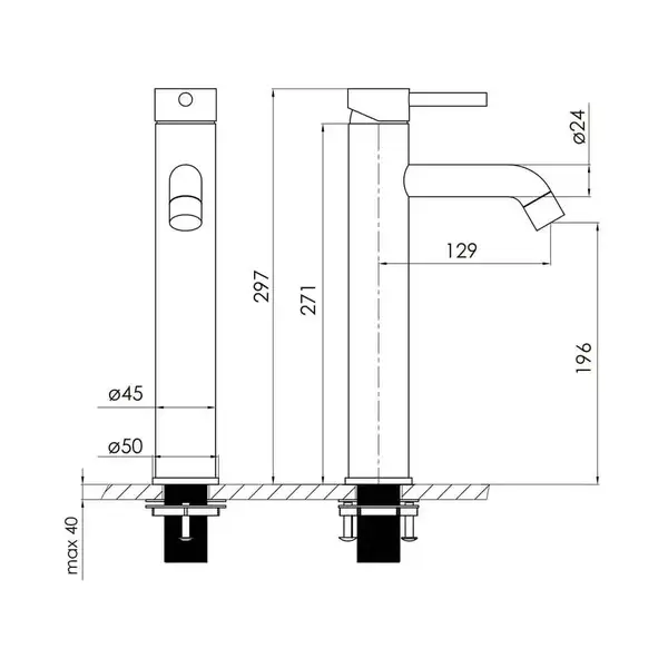 Volle Cruze Змішувач для раковини високий, чорний (1547.010204)
