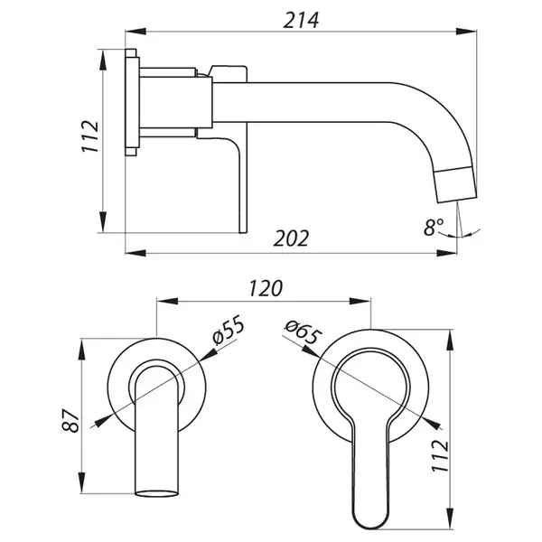 Zerix LR1003-1 Смеситель для умывальника, встраиваемый (LL1209)