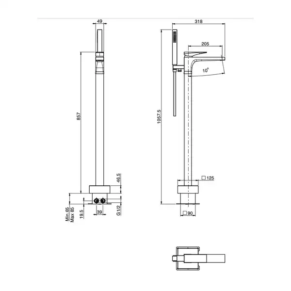 Fima Carlo F3964/4BS Змішувач для ванни підлоговий , white matt  Fima