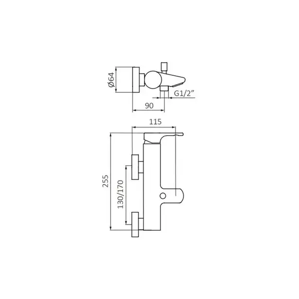 Змішувач для ванни GRB Tender з душовим гарнітуром, хром (905900)