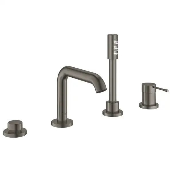 Смеситель на борт ванны Grohe Essence (цвет - тёмный графит, матовый), с душевым гарнитуром (19578AL1) фото 1 Aquada.com.ua
