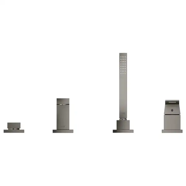 Смеситель на борт ванны Grohe Eurocube (цвет - тёмный графит, матовый), с душевым гарнитуром (19897AL1) фото 2 Aquada.com.ua
