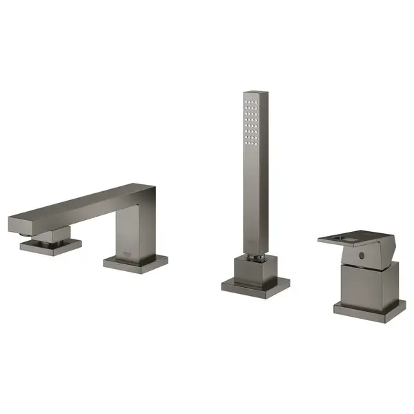Смеситель на борт ванны Grohe Eurocube (цвет - тёмный графит, матовый), с душевым гарнитуром (19897AL1) фото 3 Aquada.com.ua