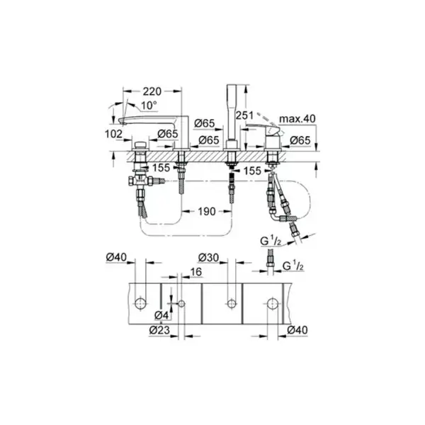 GROHE Смеситель на борт ванны Eurostyle (цвет - хром) (23048002) фото 3 Aquada.com.ua