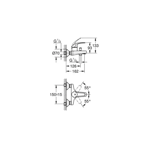 Змішувач для ванни Grohe BauCurve, хром (23599000)