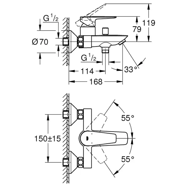 Grohe StartEdge Смеситель для ванны, хром (24198001)