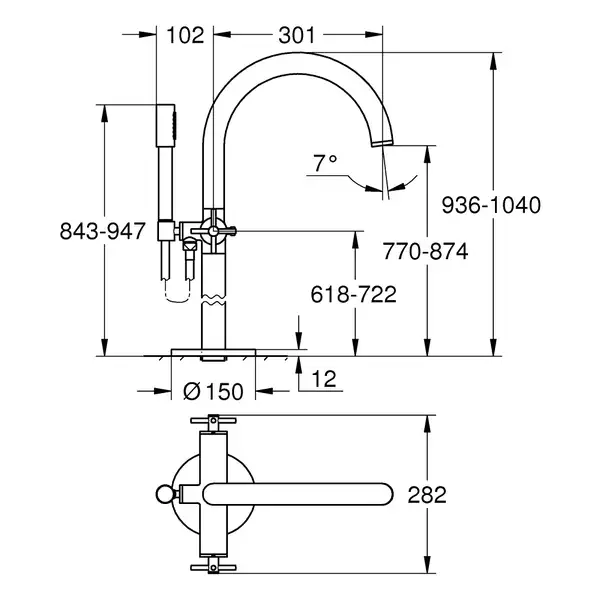 Підлоговий змішувач для ванни Grohe Atrio (25044003)