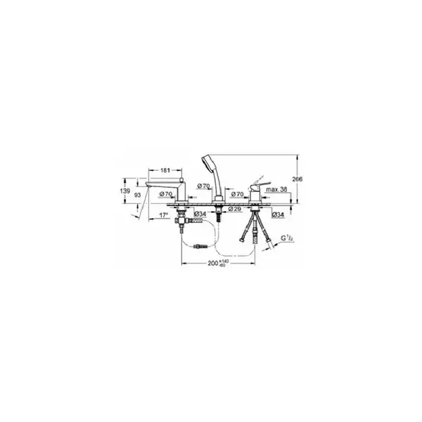 Смеситель на борт ванны Grohe Bau Edge (цвет - хром) (25117000) фото 2 Aquada.com.ua
