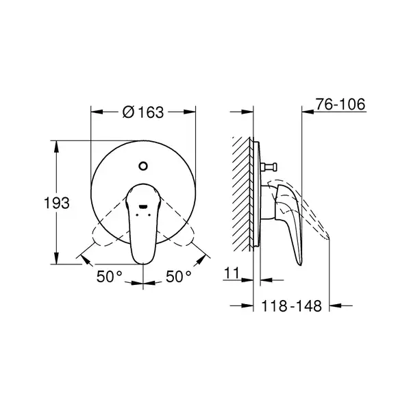 Смеситель однорычажный для ванны Grohe Eurostyle Solid DN 15 (цвет - белый) (29099LS3) фото 2 Aquada.com.ua