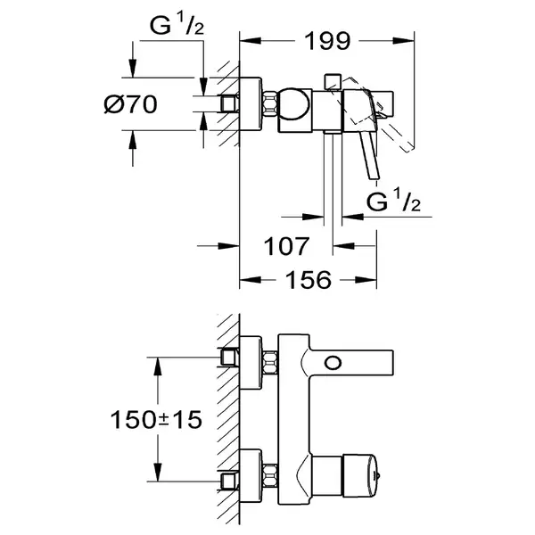 Смеситель однорычажный для ванны Grohe Concetto DN 15 (цвет - хром) (32211001) фото 3 Aquada.com.ua