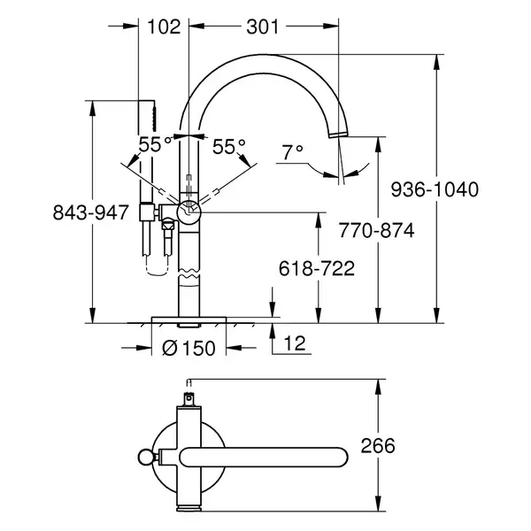 Підлоговий змішувач для ванни Grohe Atrio (32653003)