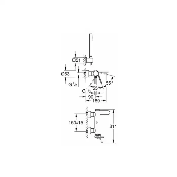 Grohe Plus Змішувач для ванни, хром (33547003)