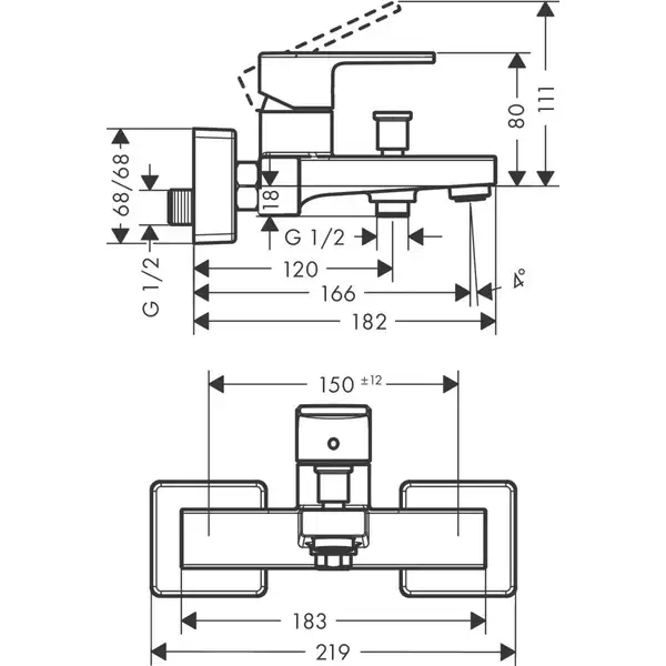 Hansgrohe Vernis Shape Змішувач для ванни, матовий чорний (71450670)