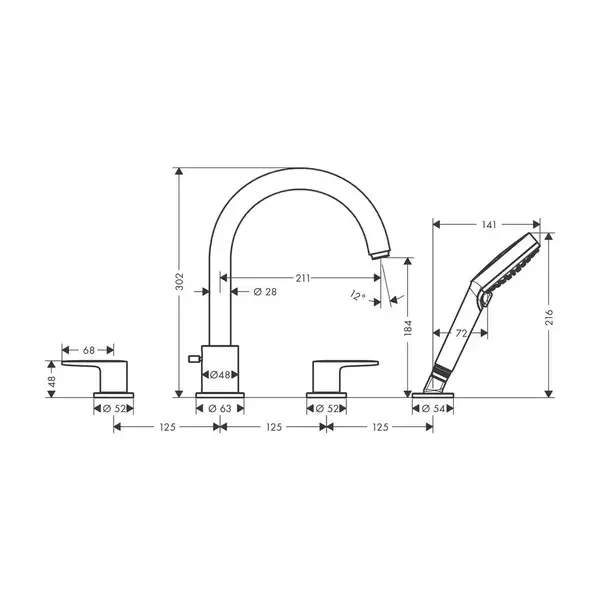 Hansgrohe Vernis Blend Смеситель на ванну, хром (71456000)