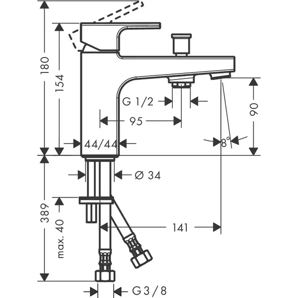 Змішувач для ванни/душу Hansgrohe Vernis Monotrou врізний на 1 отвір, хром (71463000)