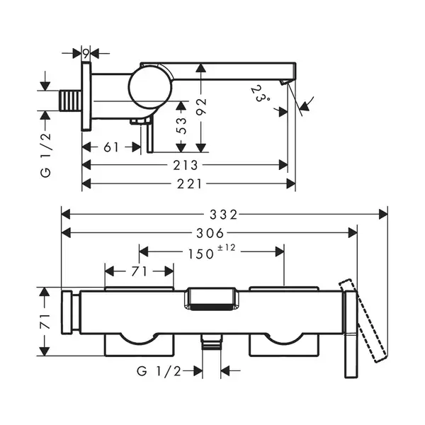 Hansgrohe Tecturis E Смеситель для ванны, белый матовый (73420700)
