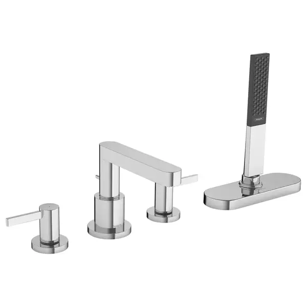 Смеситель на борт ванны Hansgrohe Finoris (цвет - хром), с душевым гарнитуром (76444000) фото 1 Aquada.com.ua