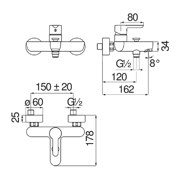 Змішувач для ванни NOBILI ABC AB87110/1CR  Nobili