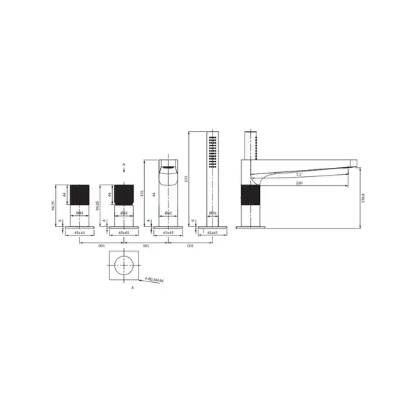 змішувач для ванни Omnires Contour antracite (CT8032AT)