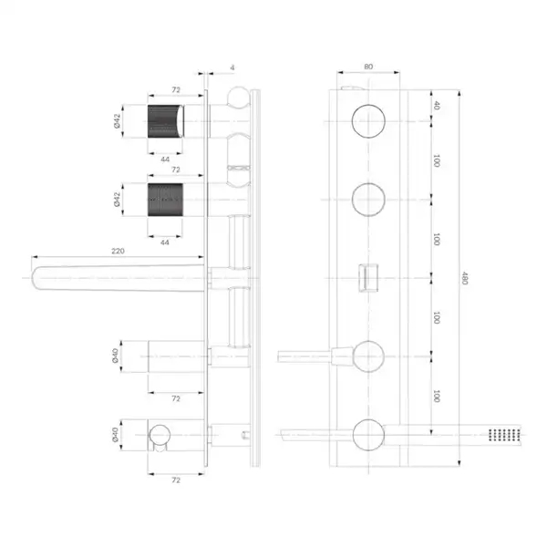 змішувач для ванни Omnires Contour прихованого монтажу, antracite (CT8037/1AT)