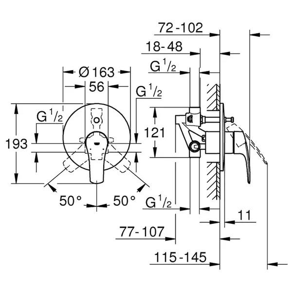 Смеситель скрытого монтажа Grohe Eurosmart New, хром (33305003)