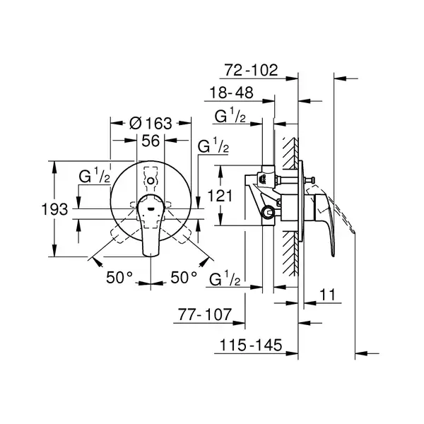 Смеситель скрытого монтажа Grohe Eurosmart New, хром (33305003)