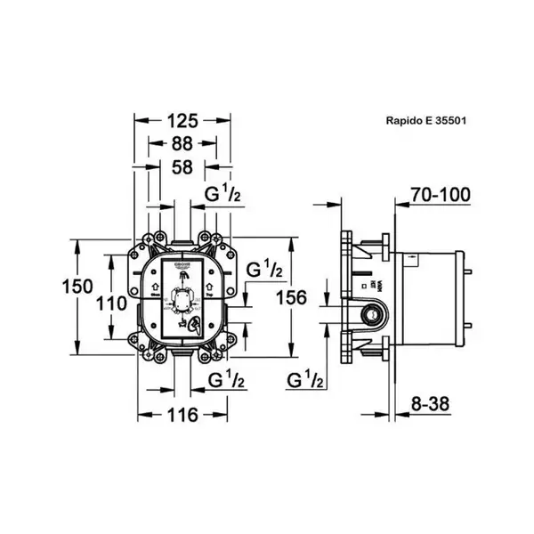 Вбудована частина змішувача Grohe Rapido E (35501000)