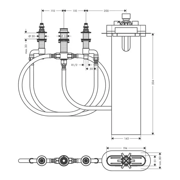 Hansgrohe Finoris Встр. часть смесителя для ванны, 4 отв. (13440180)