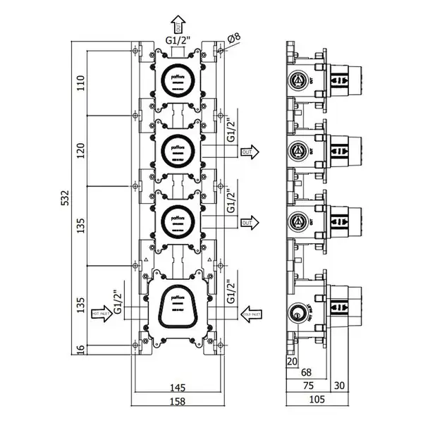 Paffoni Modular Box Встраиваемая часть, термостат (MDBOX019)