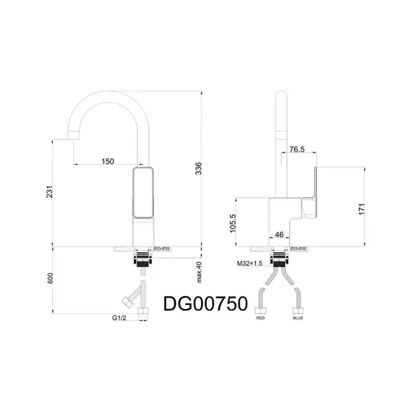 AIM DG00750 змішувач кухонний, хром (DG00750) (DG00750 chrome)