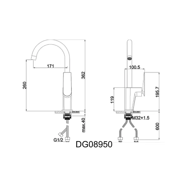 AIM DG08950 Змішувач кухонний, хром (DG08950) (DG08950 chrome)