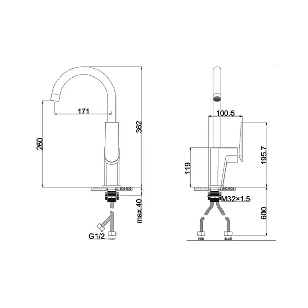 AIM DG08950 Змішувач кухонний, сірий (DG08950 gun grey)