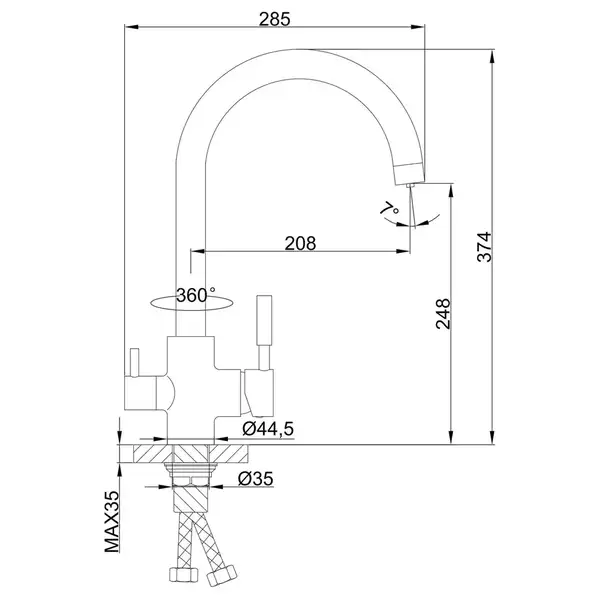 FRAP F4352 кухонний змішувач, хром (F4352)