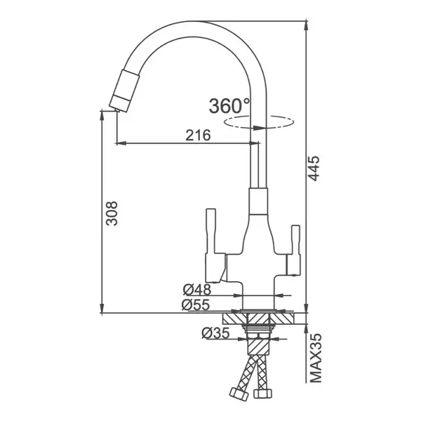 FRAP F4396-6 кухонний змішувач, чорний (F4396-6)