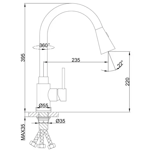 FRAP F6052 змішувач кухонний, хром (F6052)