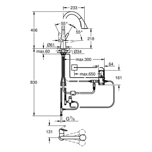Grohe Zedra кухонный смеситель, сталь (30219DC2) (30219dc2)