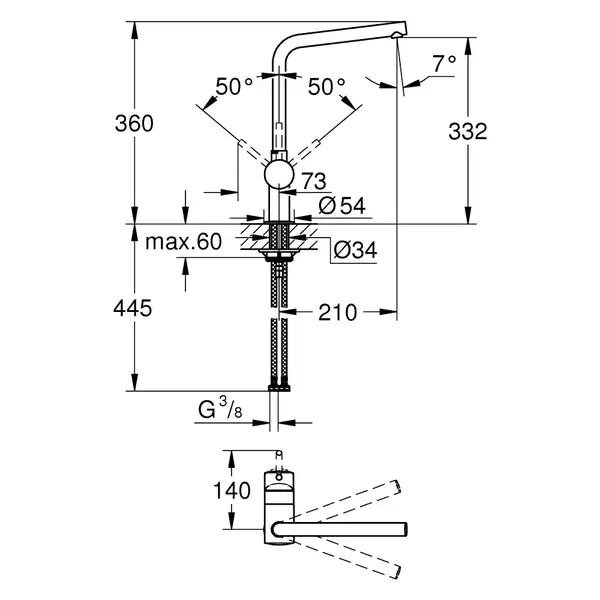Grohe Vento смеситель для кухни, хром (30425000)