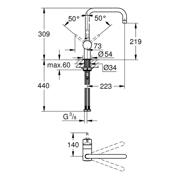 Grohe Vento кухонный смеситель, сталь (30429DC0) (30429dc0)