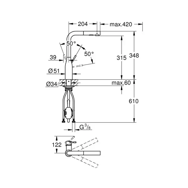 Grohe Accent смеситель кухонный, чёрный (30432KF0) (30432kf0)