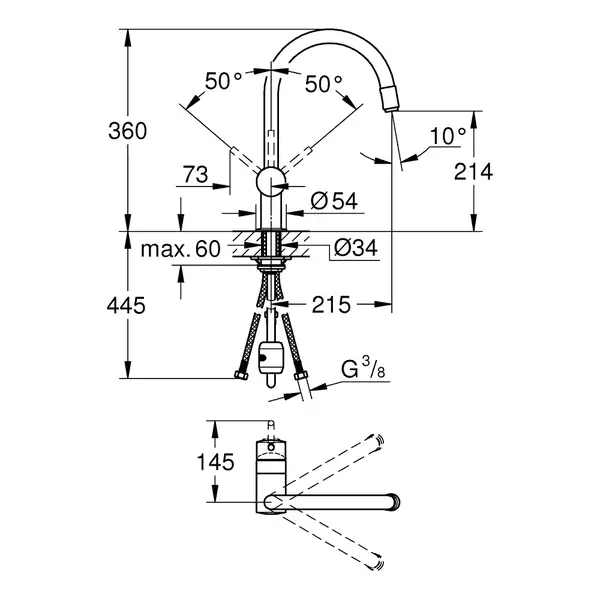 Grohe Vento кухонный смеситель, сталь (30434DC0) (30434dc0)