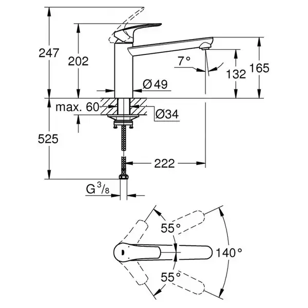 Grohe Eurosmart New змішувач кухонний, чорний (304632430)