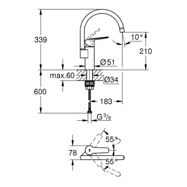 Grohe Start кухонний змішувач, чорний (304692430)