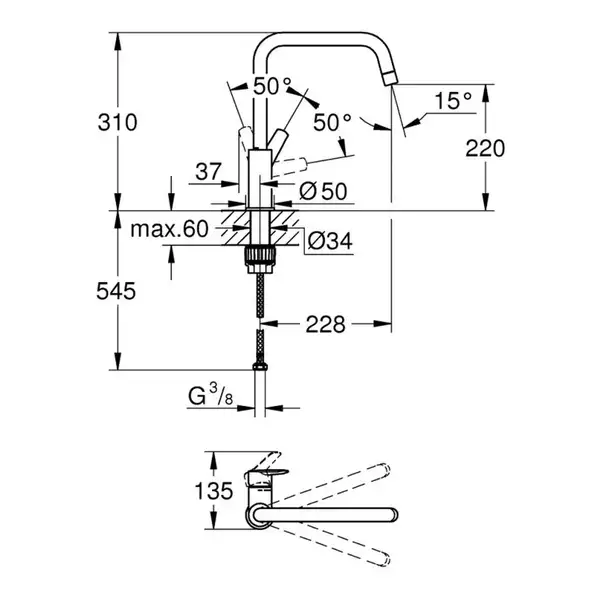 Grohe Start смеситель для кухни, сталь (30470dc0)