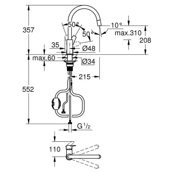 Grohe StartEdge смеситель кухонный, хром (30551000)