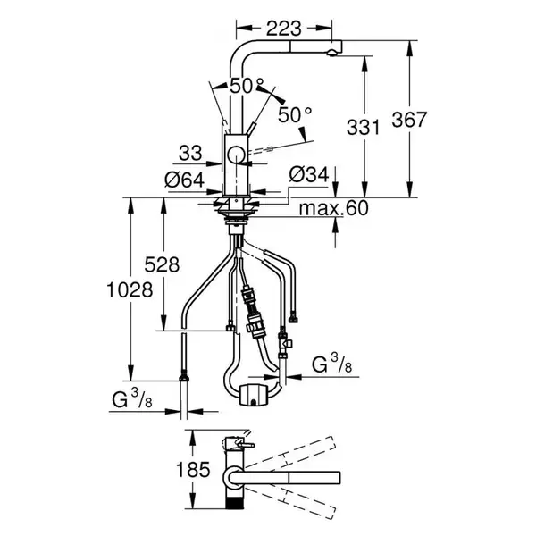 Grohe Blue Minta смеситель, нержавеющая сталь (30590DC0) (30590dc0)