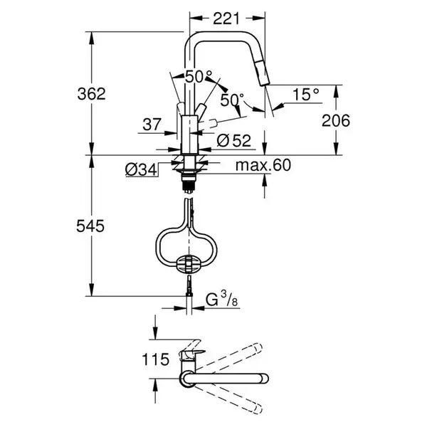 Grohe Start смеситель кухонный, сталь (30631dc0)