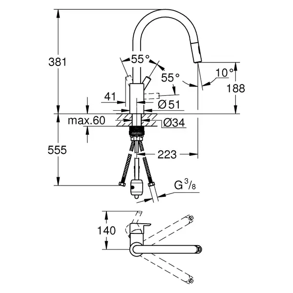 Grohe Feel смеситель кухонный, нерж. сталь (31486dc1)