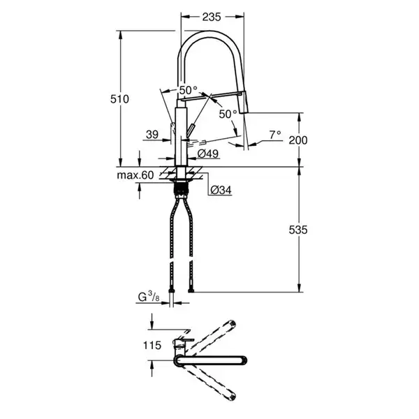 Grohe Feel кухонный смеситель, хром (31489000)